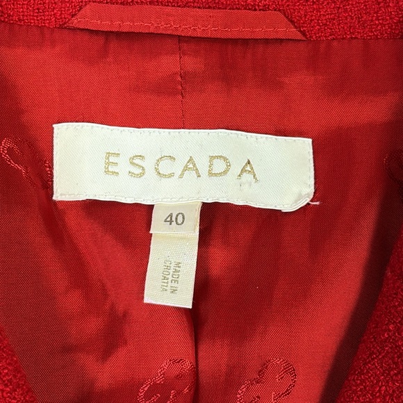 Escada Women’s Red Silk | Wool | Cashmere Blend Blazer -Made in Croatia Size 6 - Picture 4 of 10